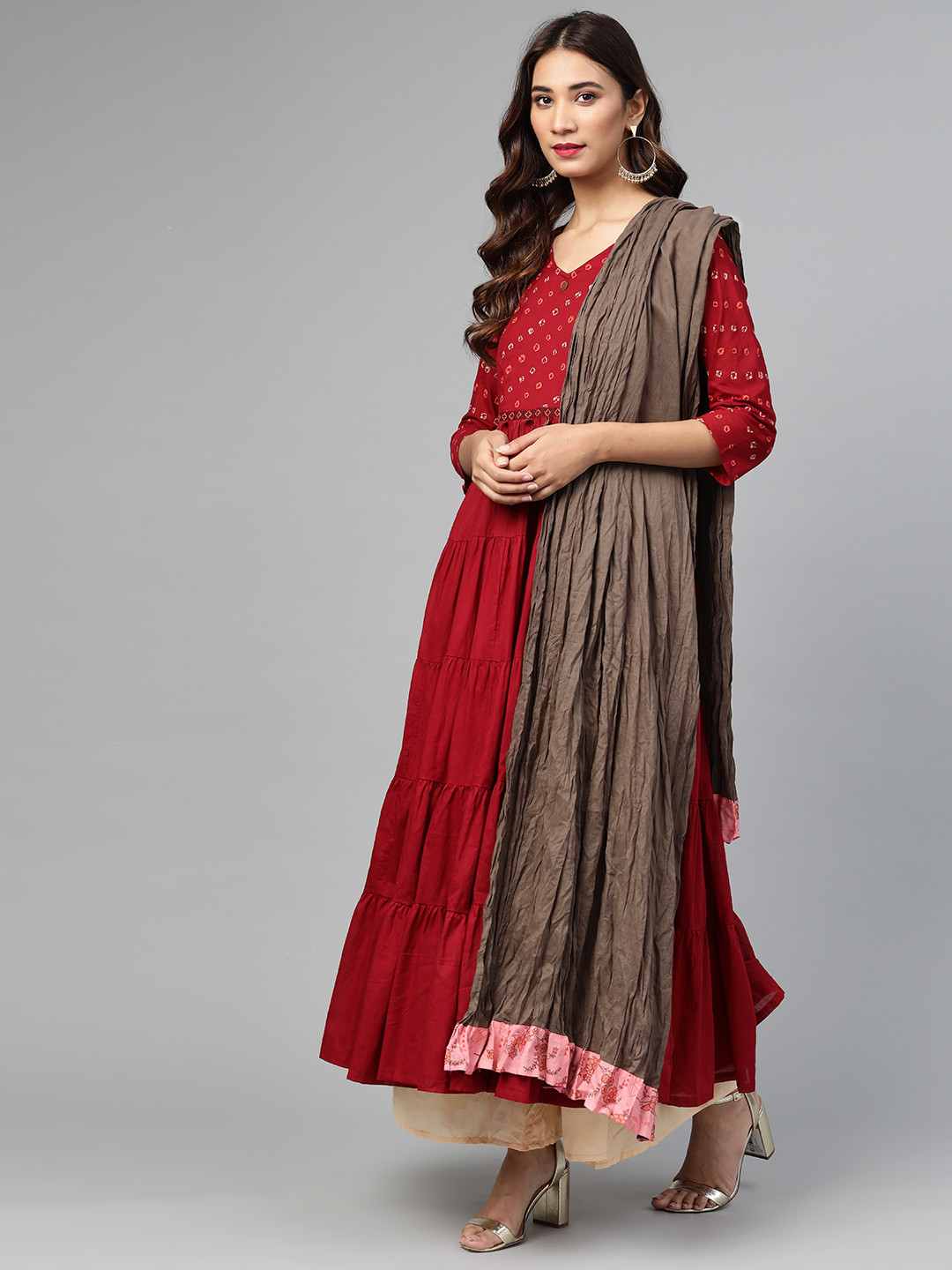 Rangriti Brown Solid Pure Cotton Dupatta