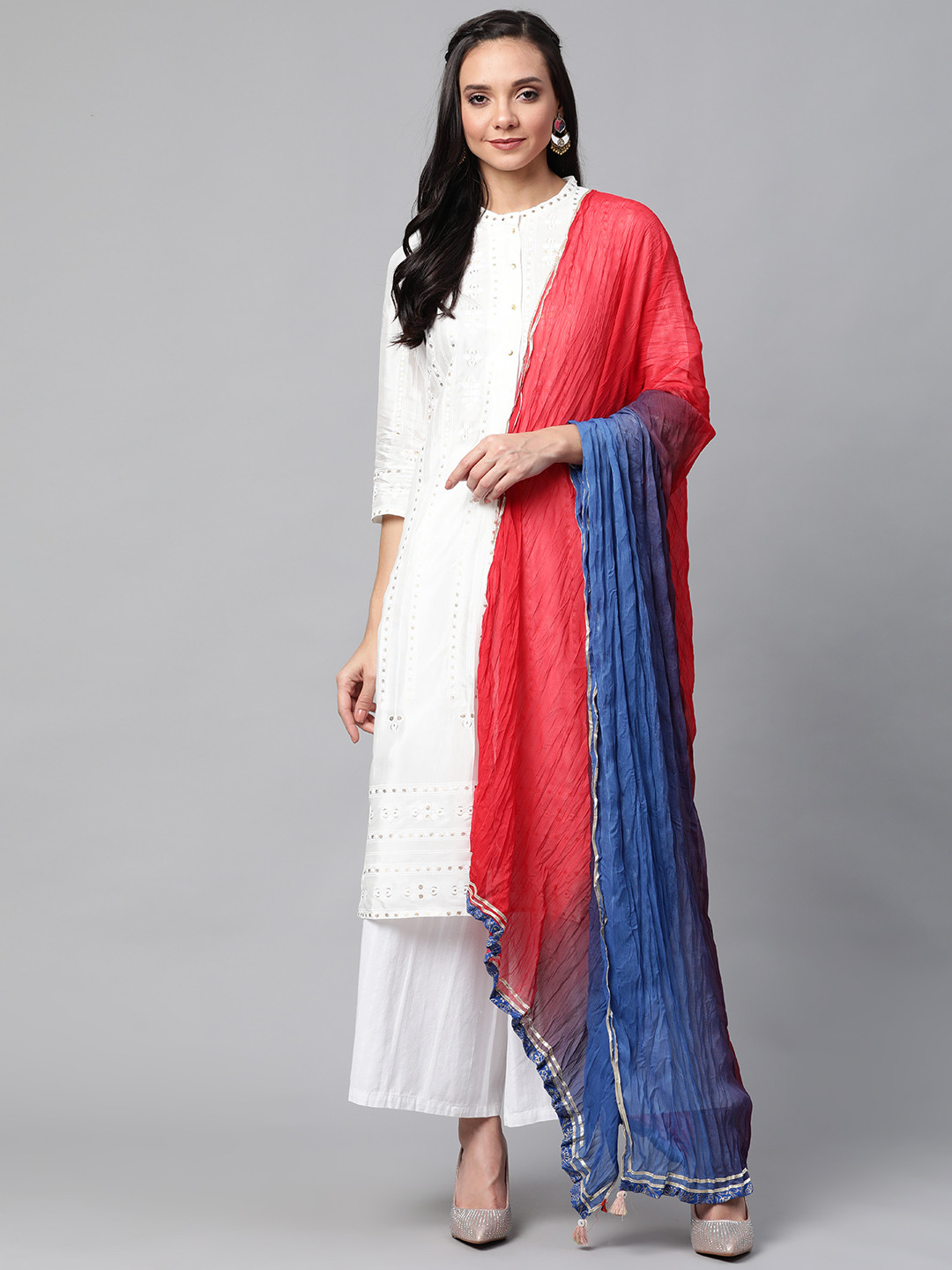 Rangriti Red & Blue Ombre Dupatta
