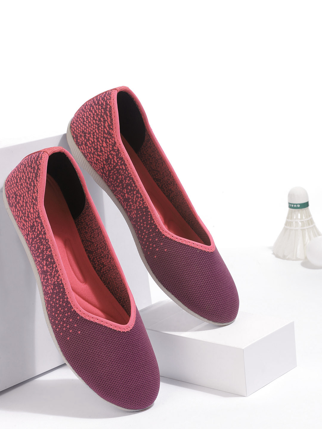 Marc Loire Women Purple & Pink Woven Design Ballerinas