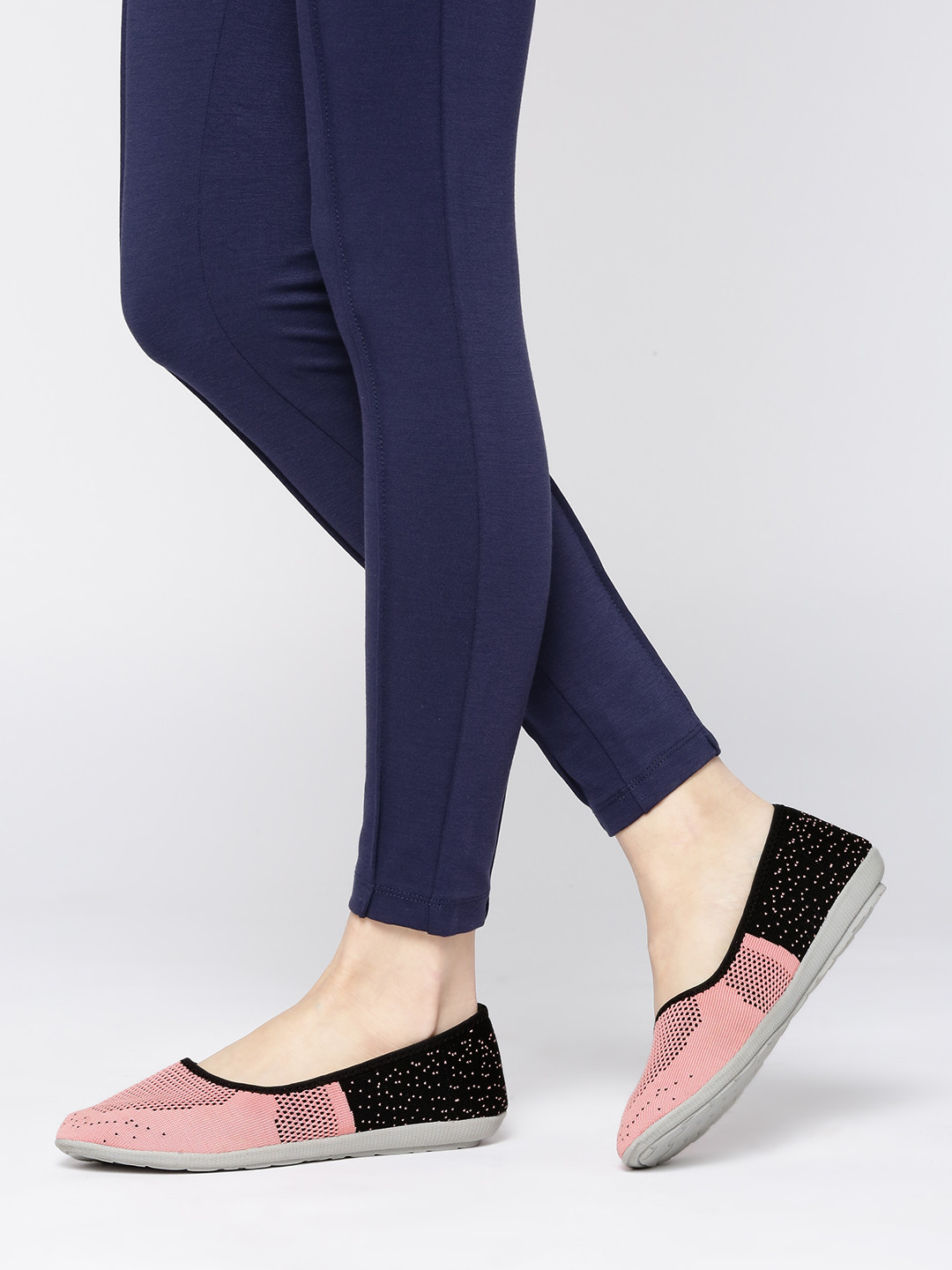 Marc Loire Women Pink & Black Colourblocked Ballerinas