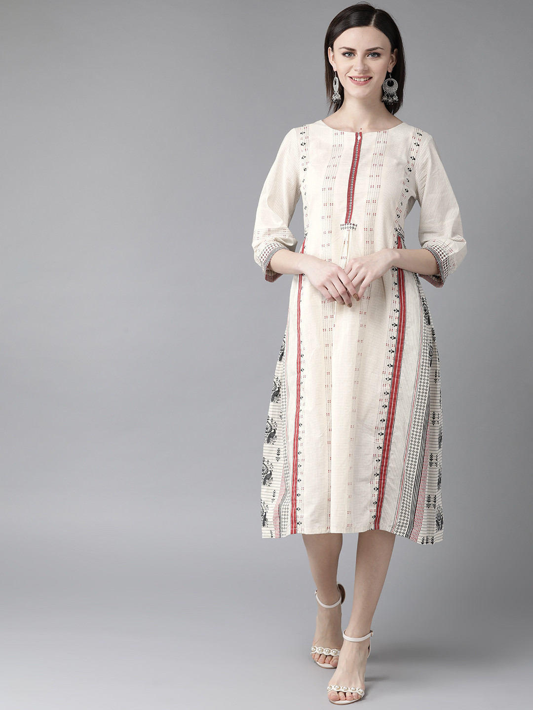 W Printed A-Line Cotton Dress