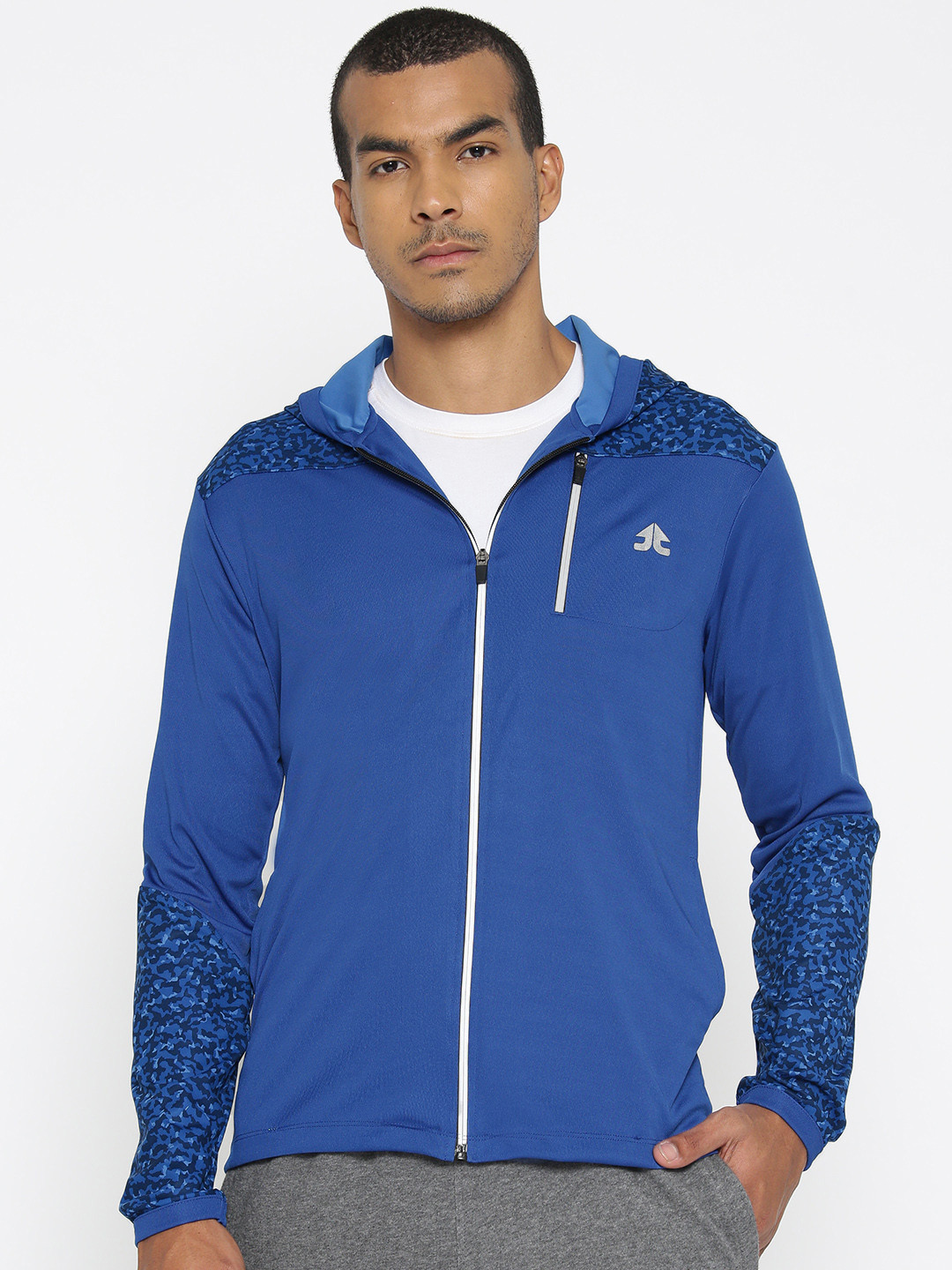 OFF LIMITS Men Blue Solid Hooded Sporty Jacket