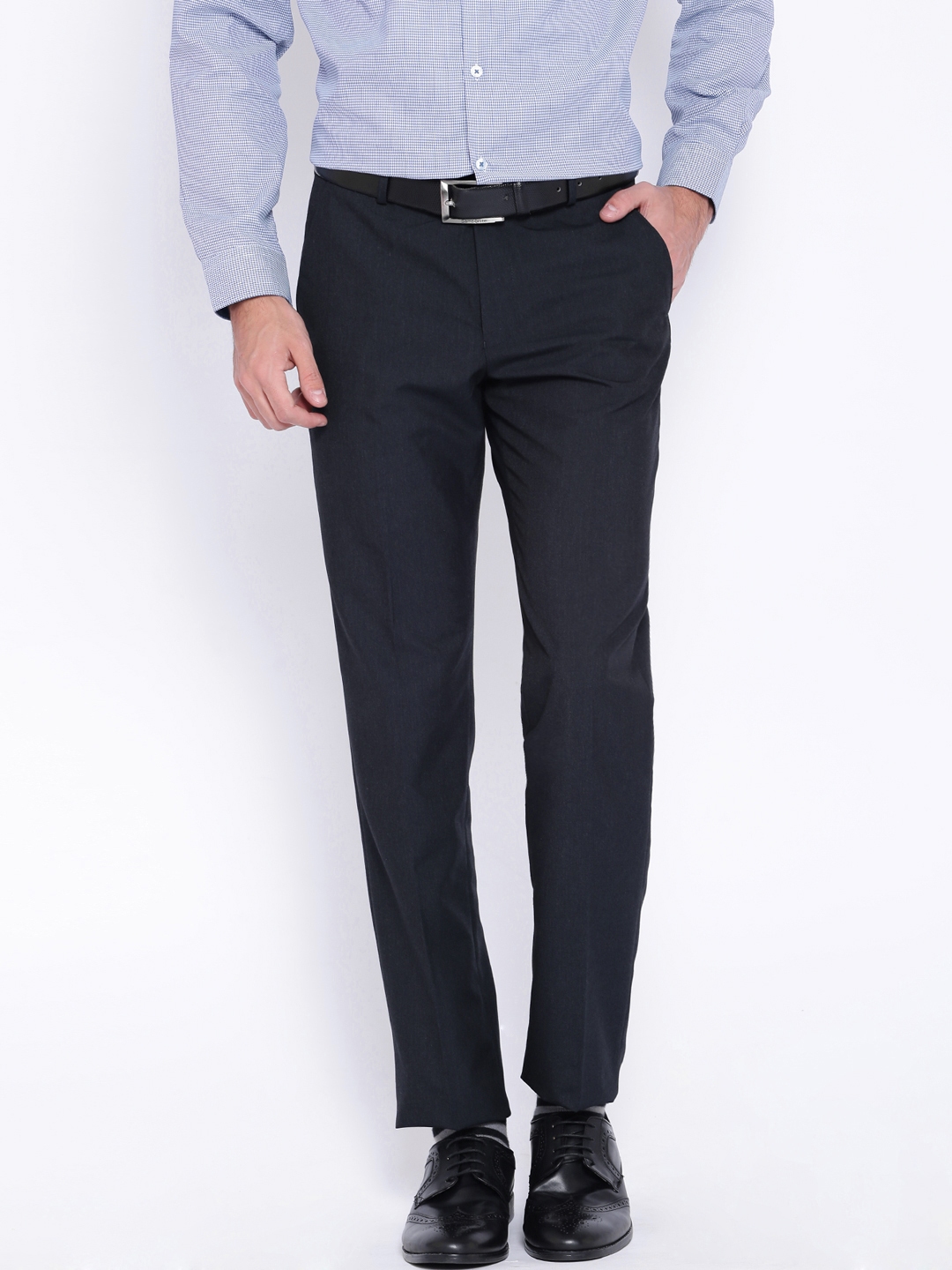 Buy Peter England Black Slim Fit Elasticated Trousers for Mens Online   Tata CLiQ