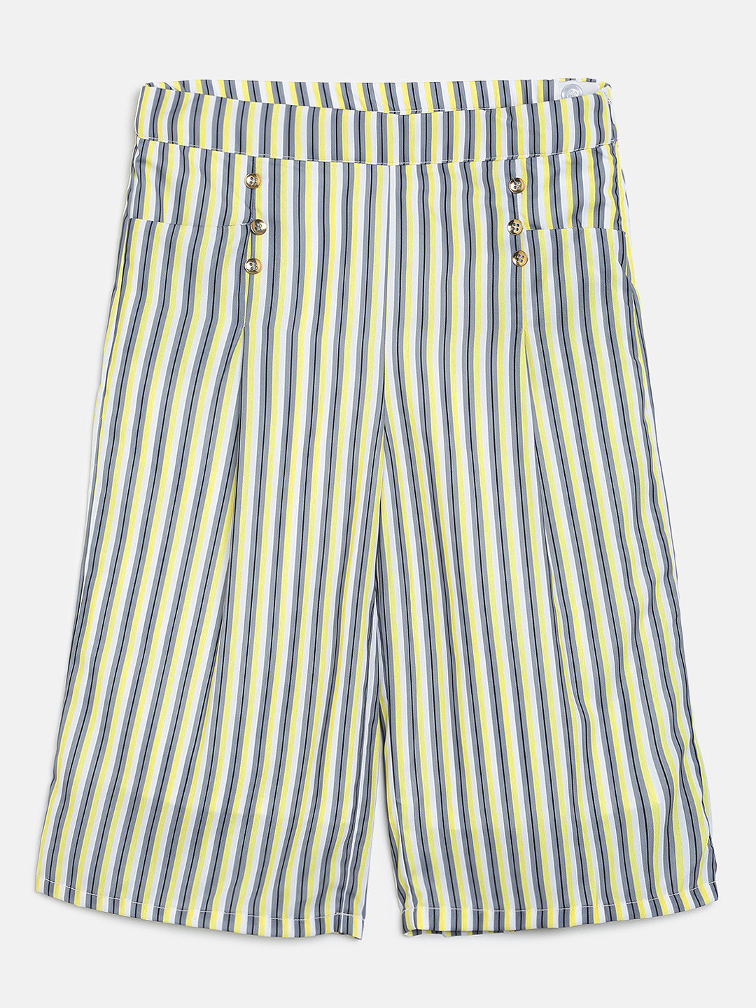 Peppermint Girls Yellow & Grey Striped Culottes