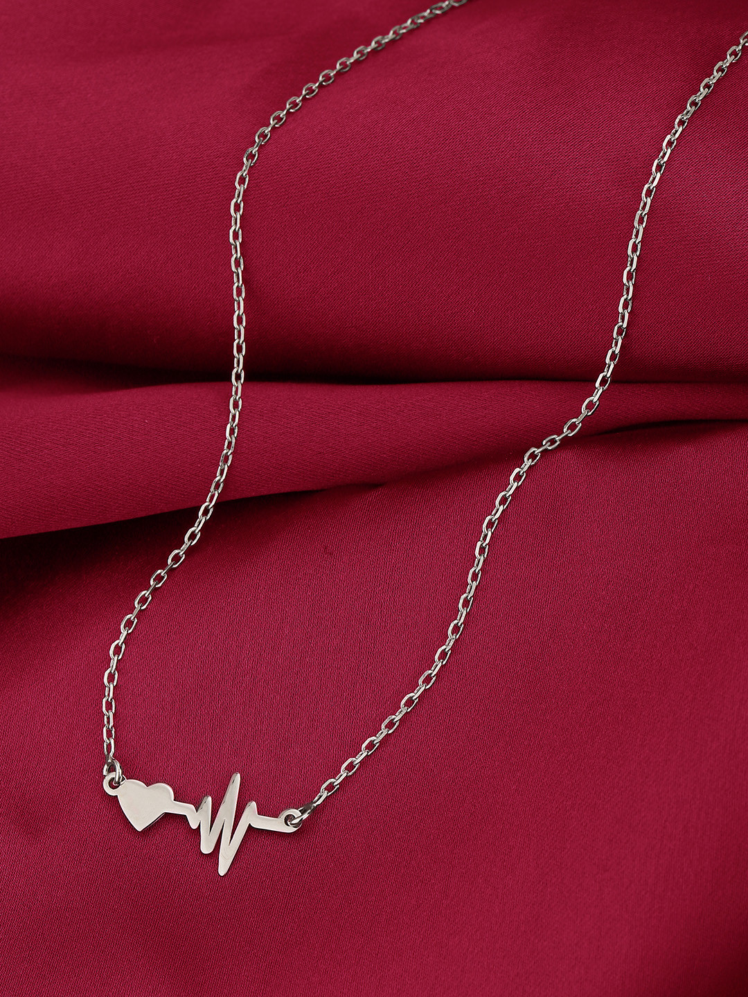 Carlton London Silver-Toned Rhodium-Plated Necklace
