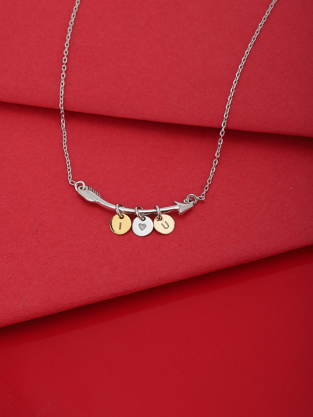 Carlton London Silver-Toned & Gold-Toned Rhodium-Plated Necklace