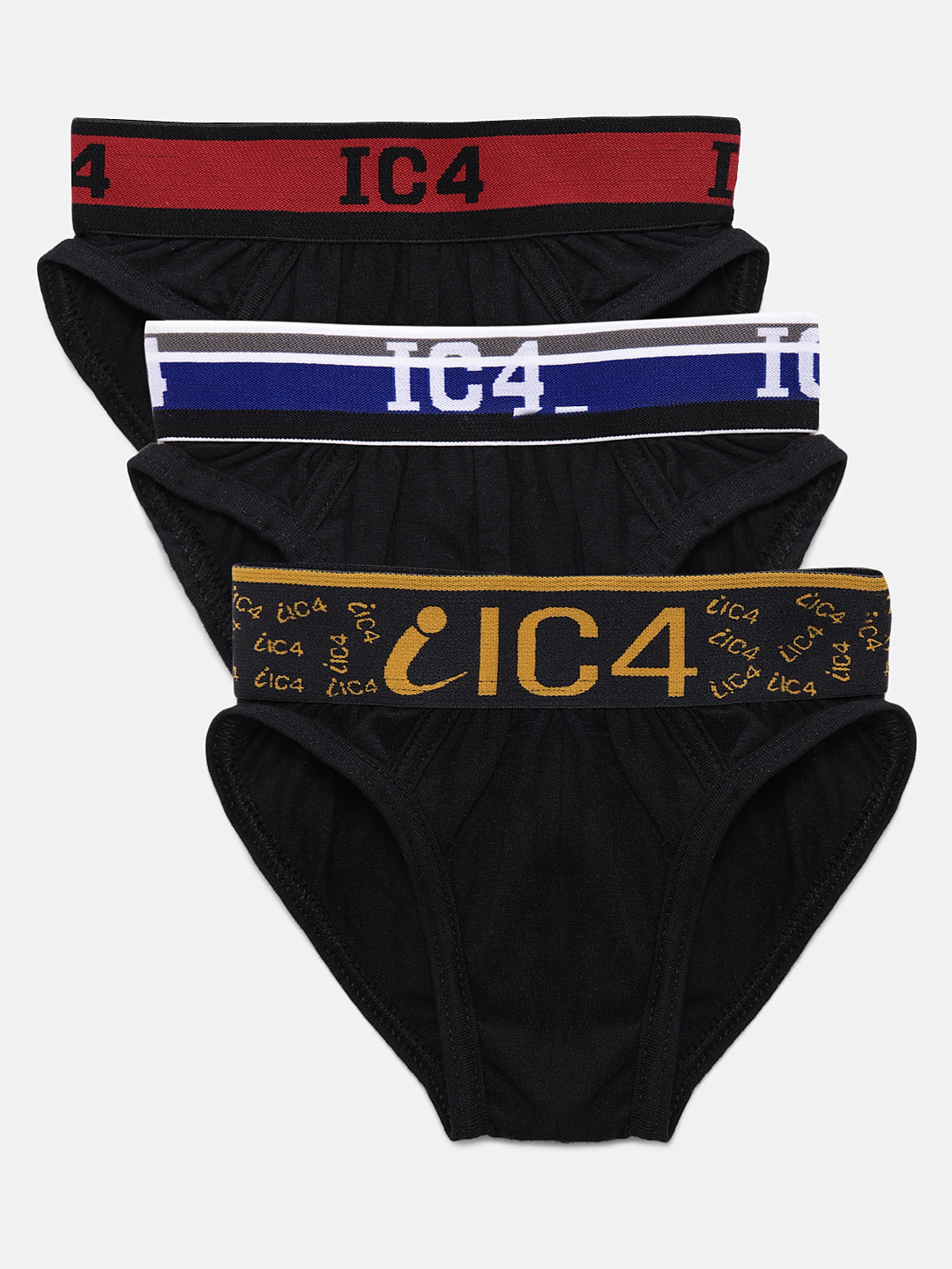 IC4 Boys Pack of 3 Black Solid Basic Briefs 0KMB-B211P3