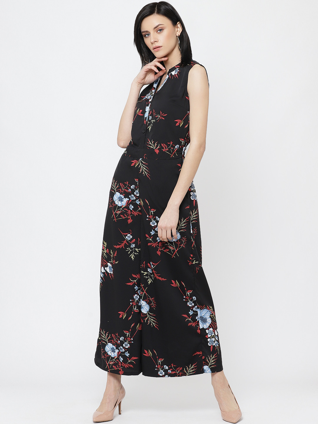 Deewa Women Black & Red Printed Basic Jumpsuit