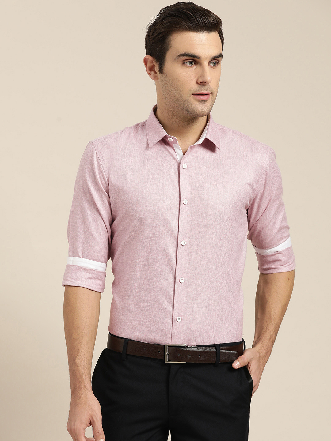 SOJANYA Men Purple Classic Regular Fit Self Design Formal Shirt