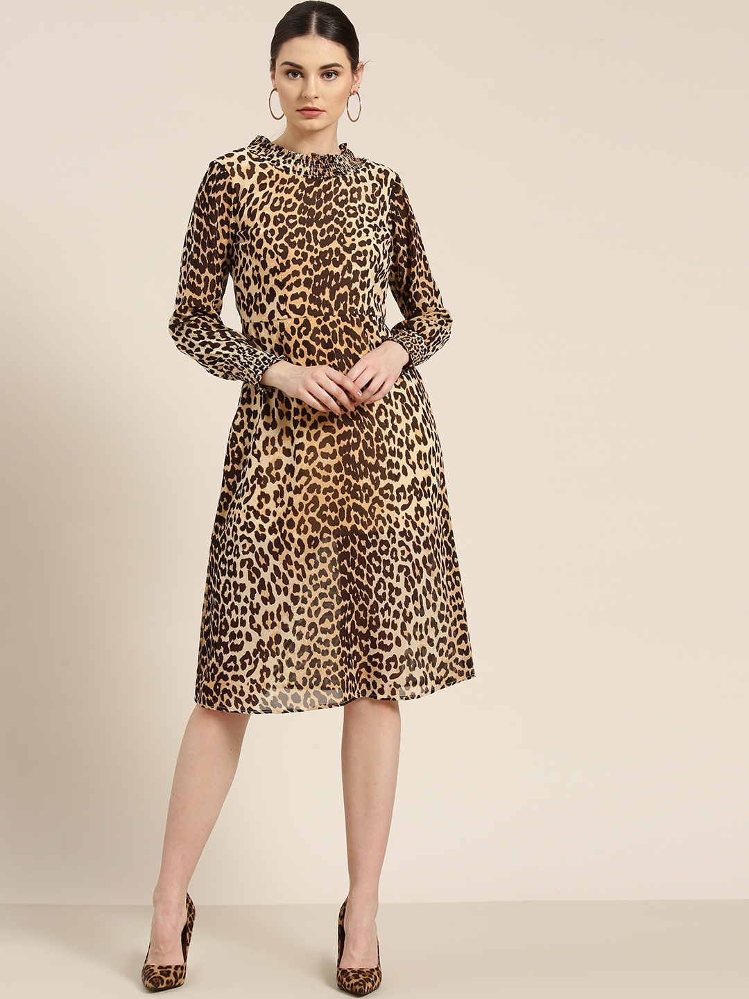 leopard print a line dress