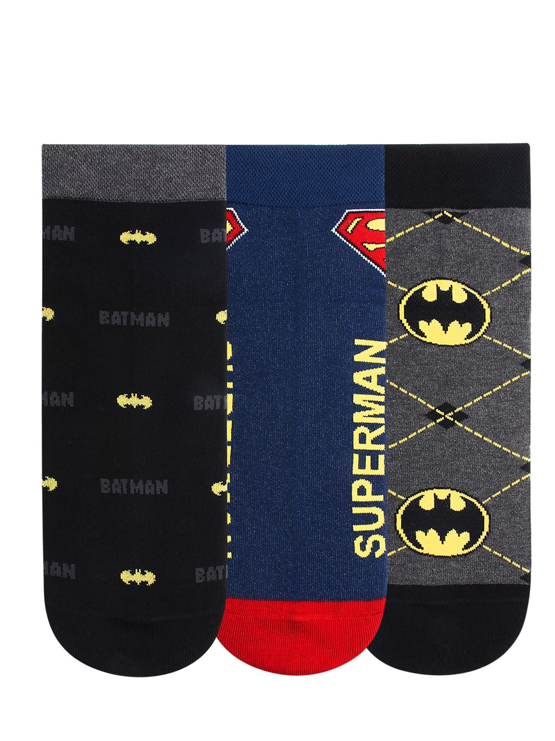 Bonjour Men Pack of 3 Assorted Batman Ankle Length Socks