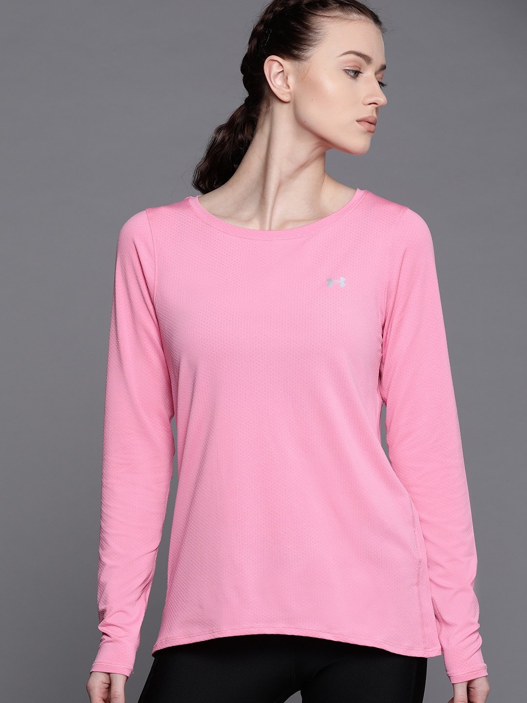 Buy UNDER ARMOUR Women Pink Self Design HeatGear Long Sleeve T shirt Tshirts for Women 11410088 Myntra