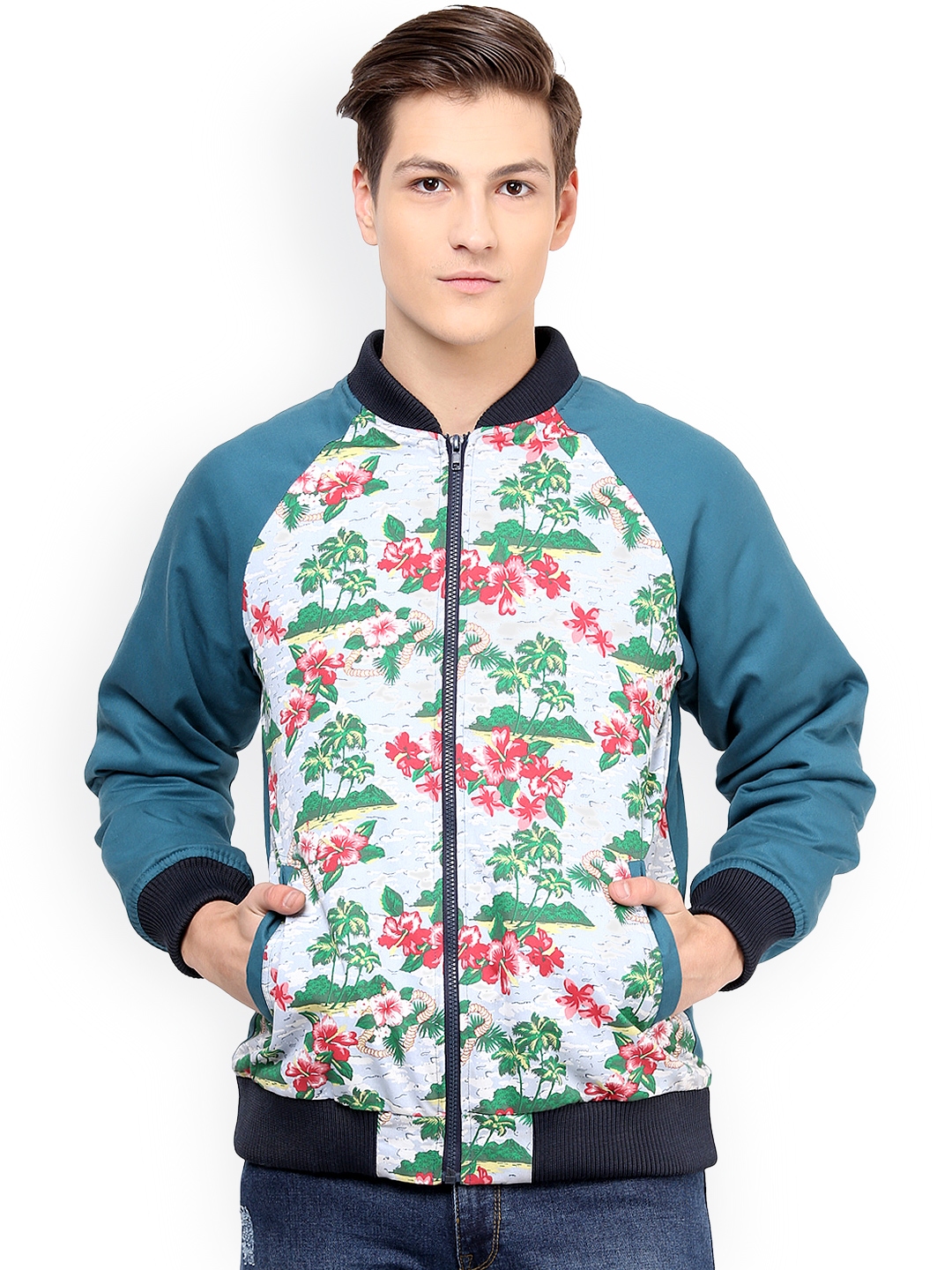 Buy Atorse Blue Green Printed Jacket Jackets for Men 1141649