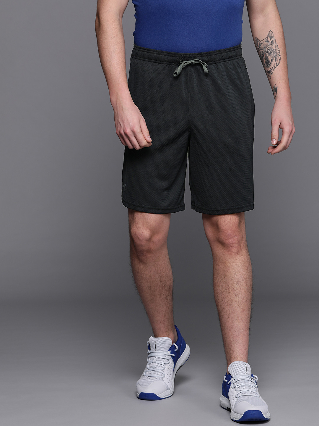 UNDER ARMOUR Men Black Tech Mesh Self-Design Training Shorts
