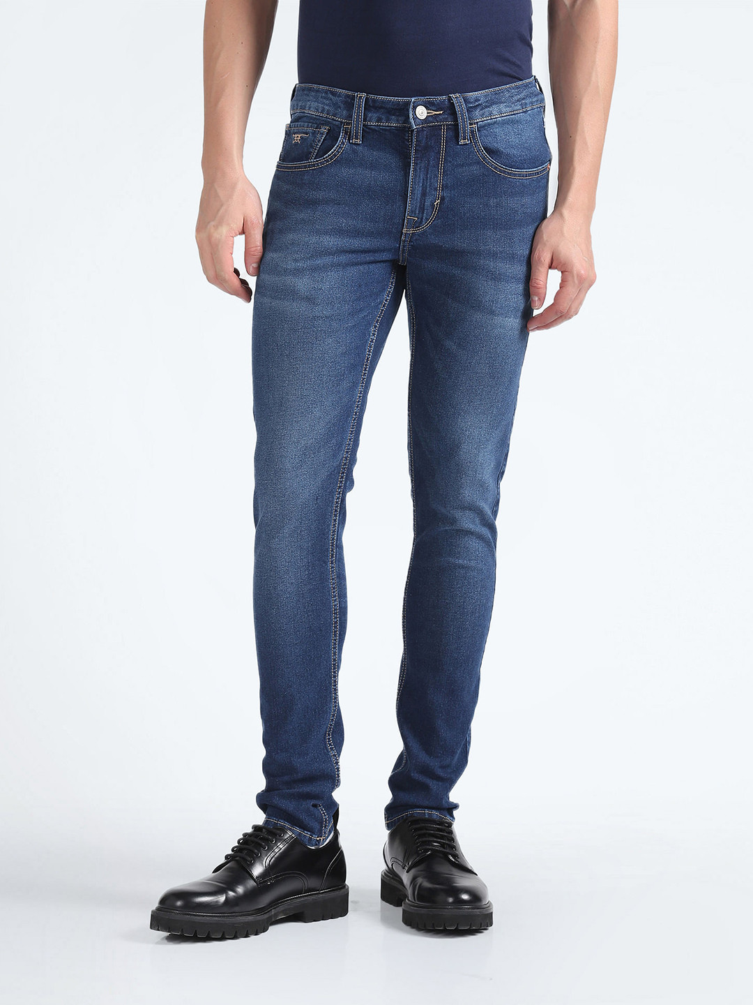 Flying Machine Men Blue MJ Mankle Skinny Fit Mid-Rise Clean Look Stretchable Cropped Jeans