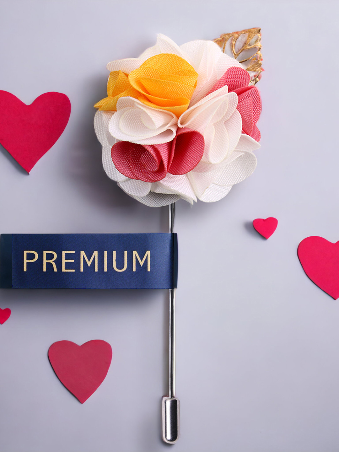 PELUCHE White & Pink Exotic Delight Brooch Lapel Pin