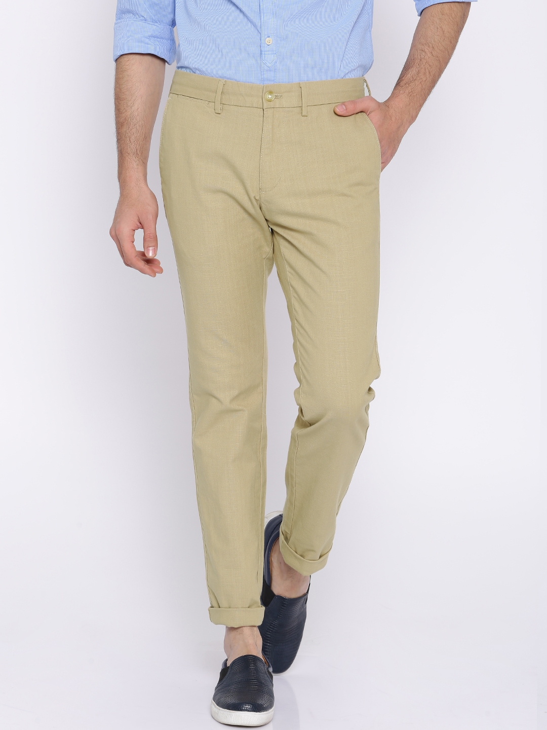 Buy Indian Terrain Men Olive Green Trousers  Trousers for Men 93183   Myntra