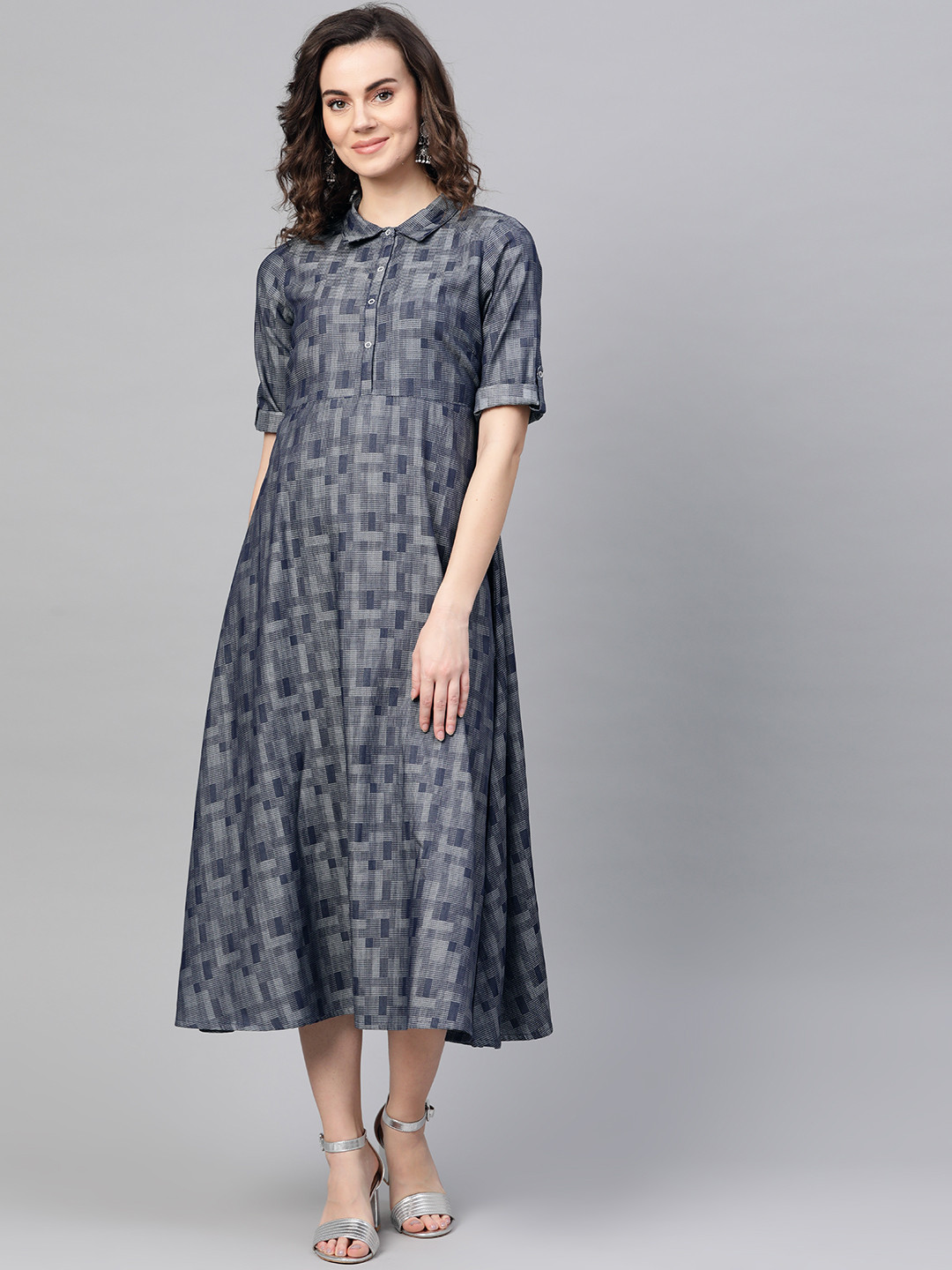 AURELIA Self Design Shirt Cotton Dress