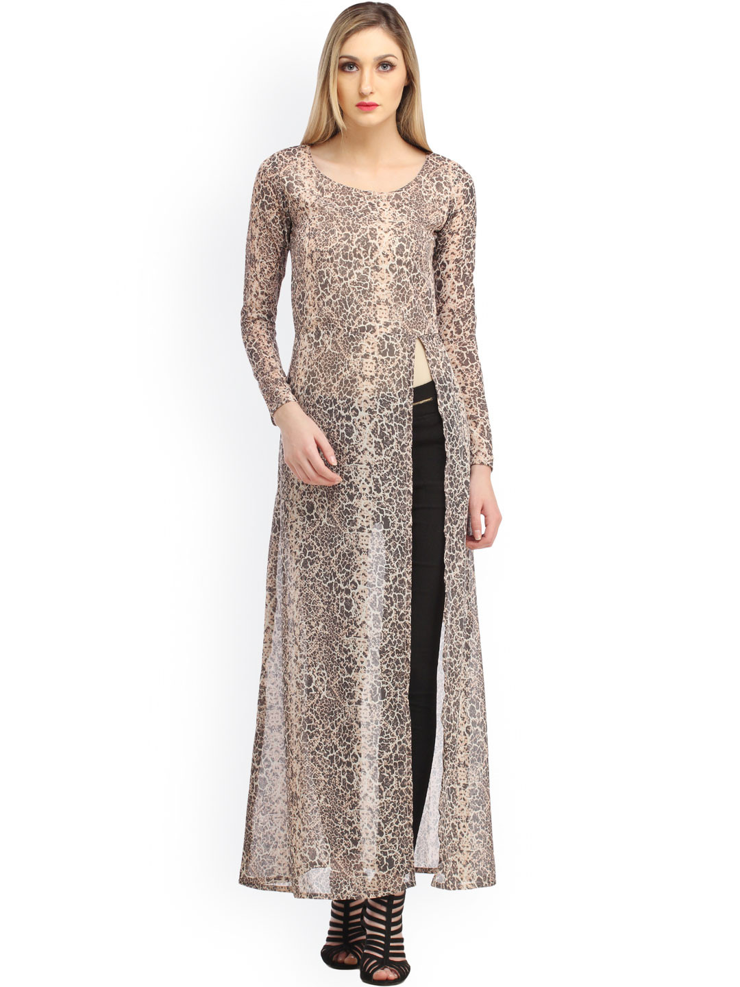 Cation Brown Printed Maxi Top