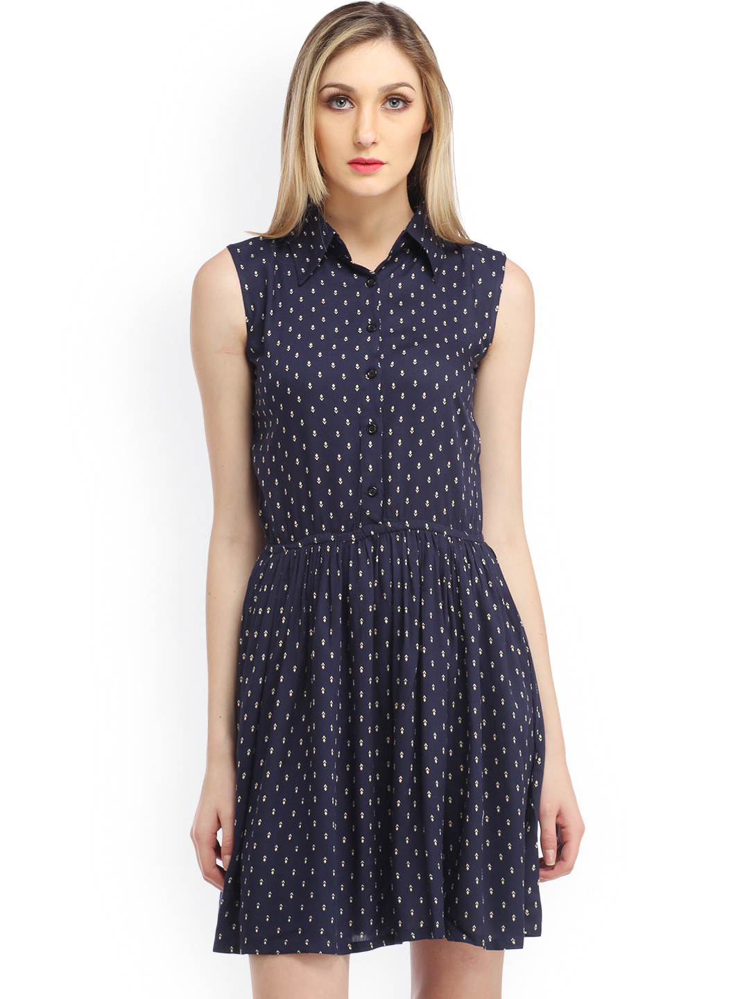Cation Navy Printed Shirt Dress