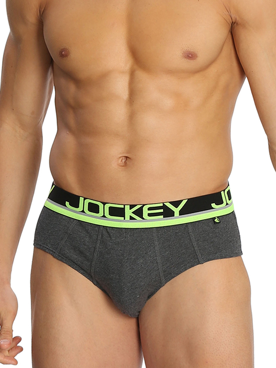 Jockey Pop Colour Men Charcoal Grey Solid Briefs FP01 0105