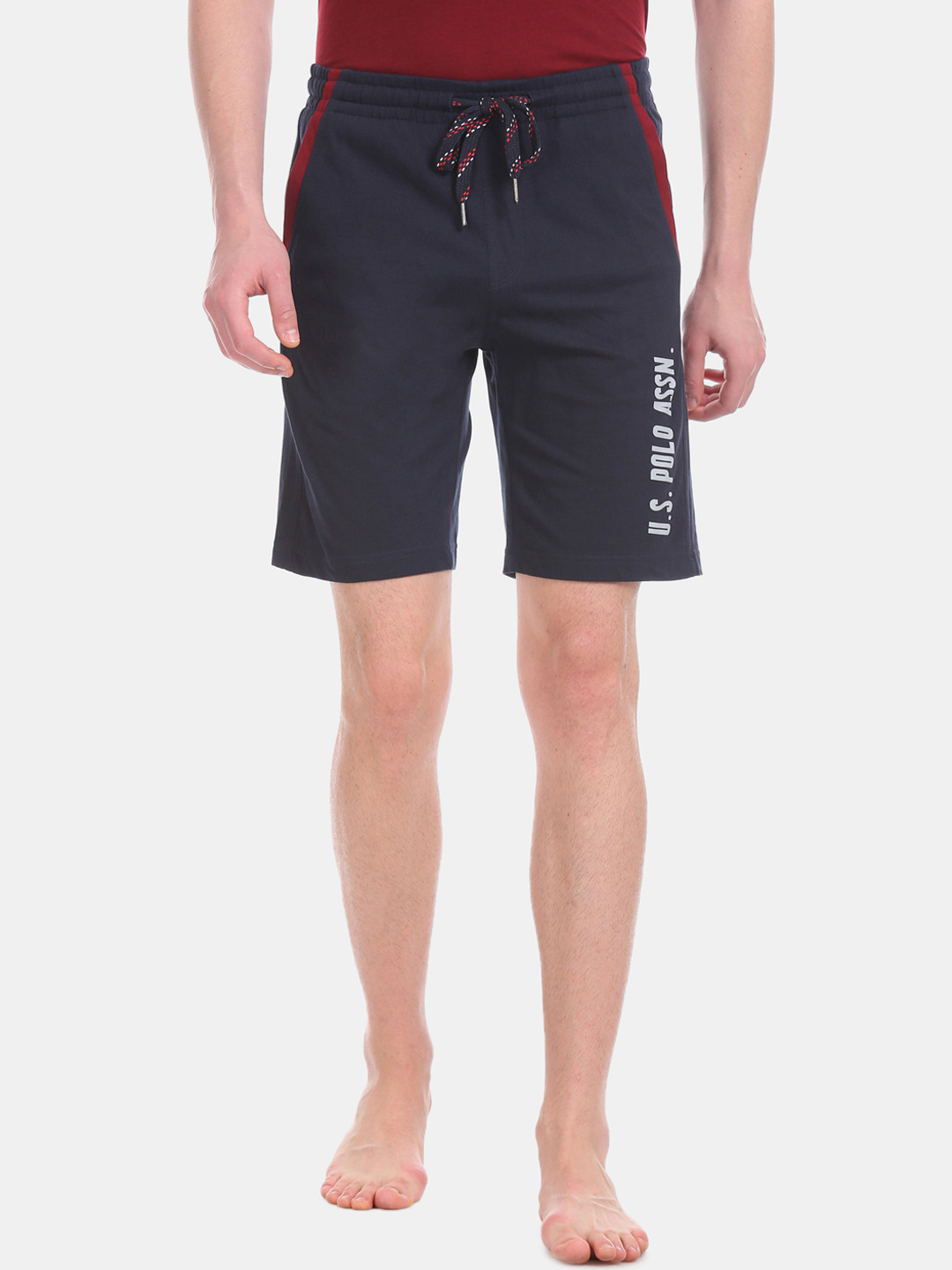 U.S. Polo Assn. Men Navy Blue Brand Logo Printed Lounge Shorts