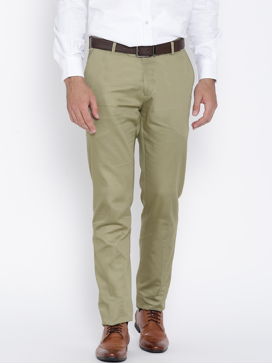 Olive Green Slim Formal Trousers 