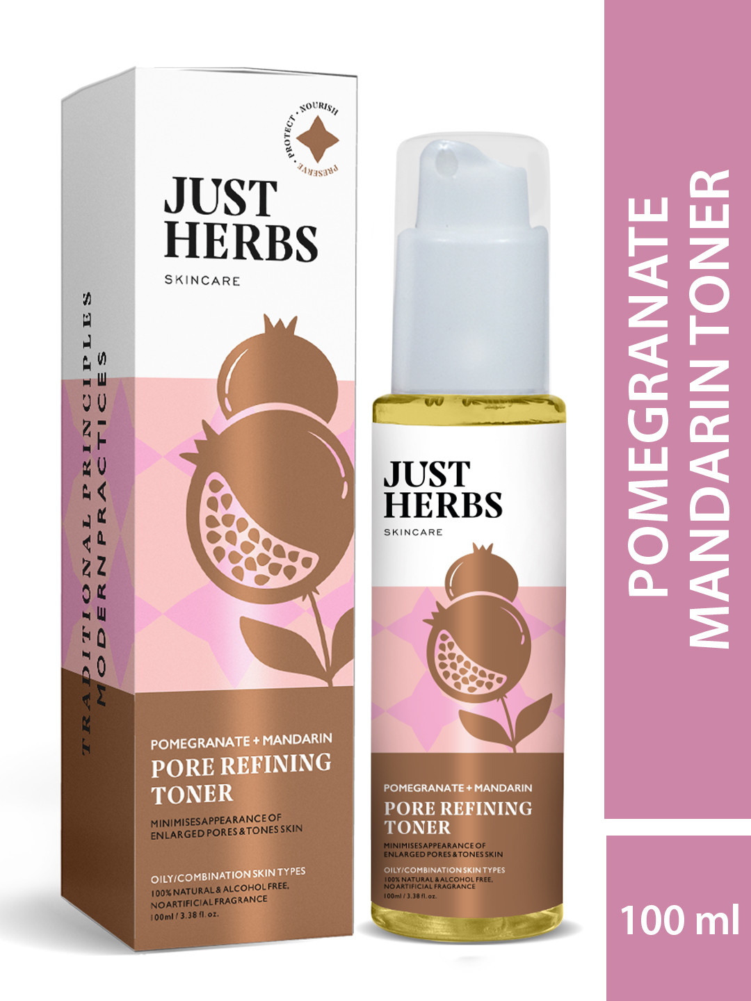 Just Herbs Unisex Pomegranate Mandarin Toner For Open Pores 100ml
