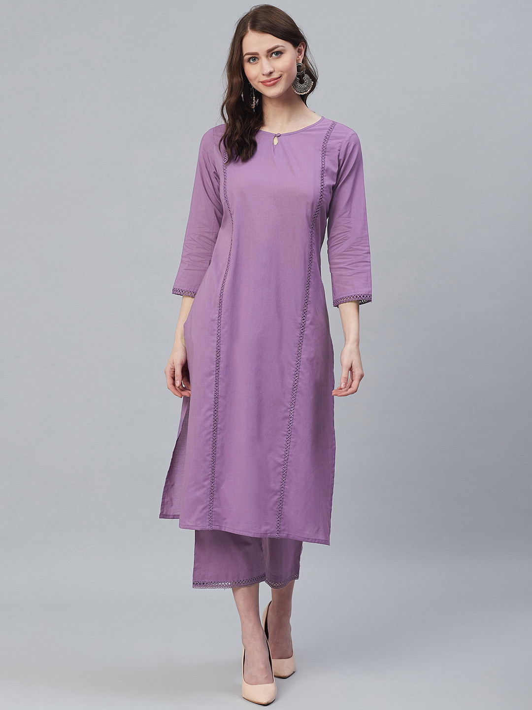 Azira Women Purple Solid Kurta with Palazzos