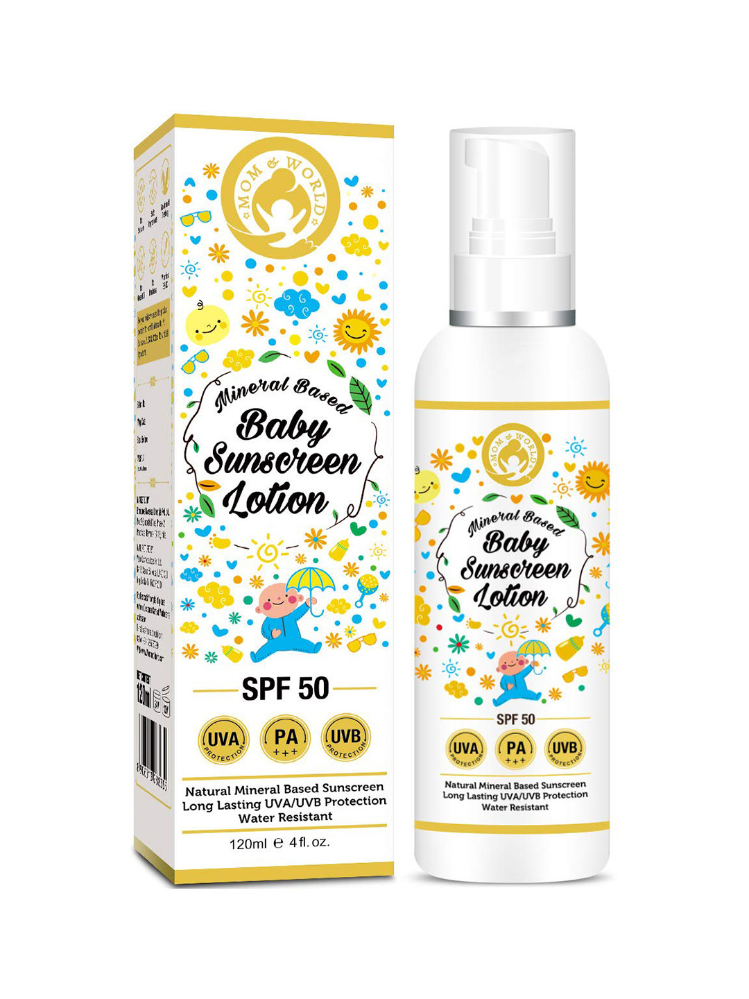 Mom & World Baby Sunscreen Lotion SPF 50 PA+++ 120 ml