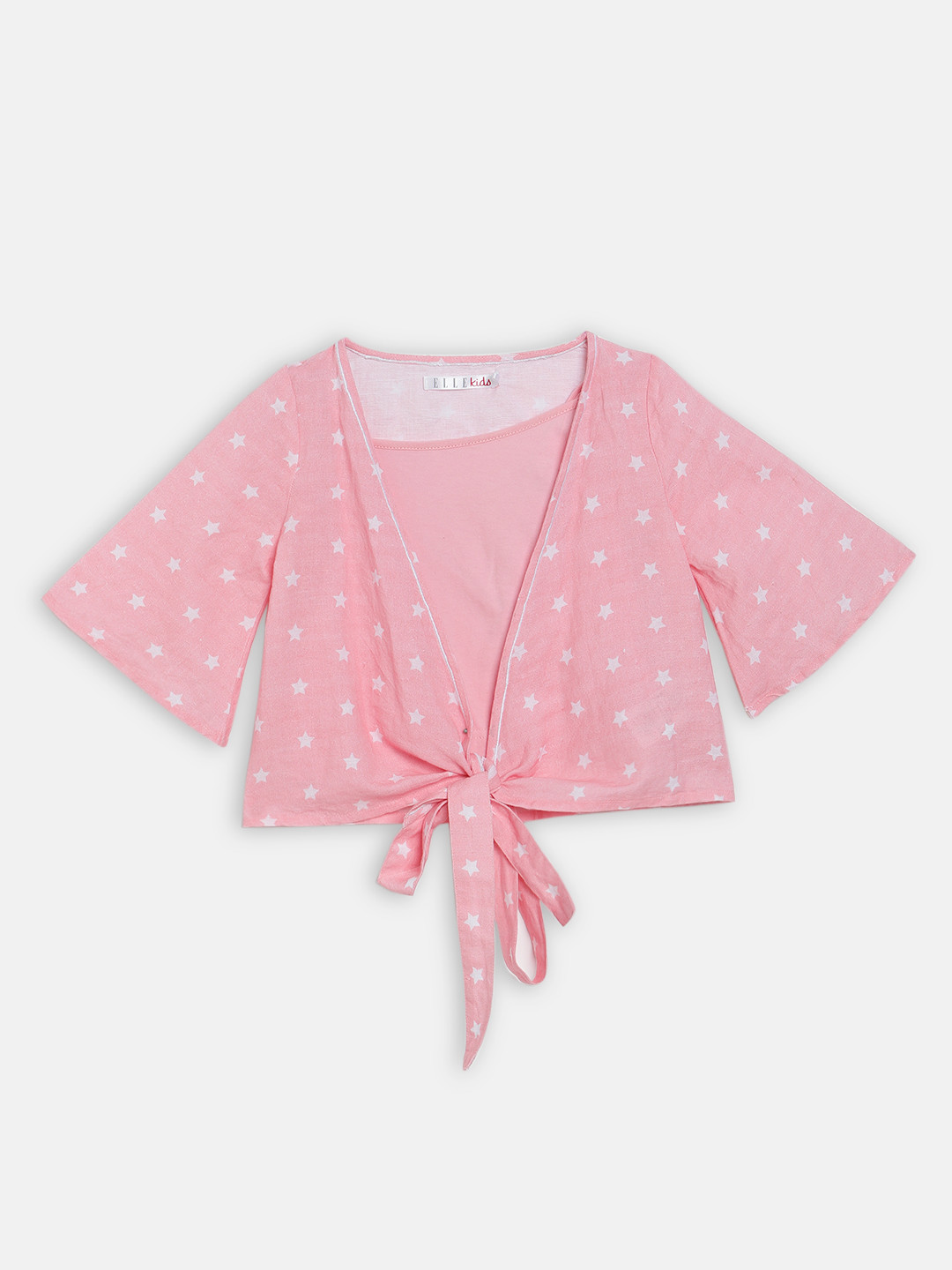 ELLE Girls Pink Printed Wrap Top