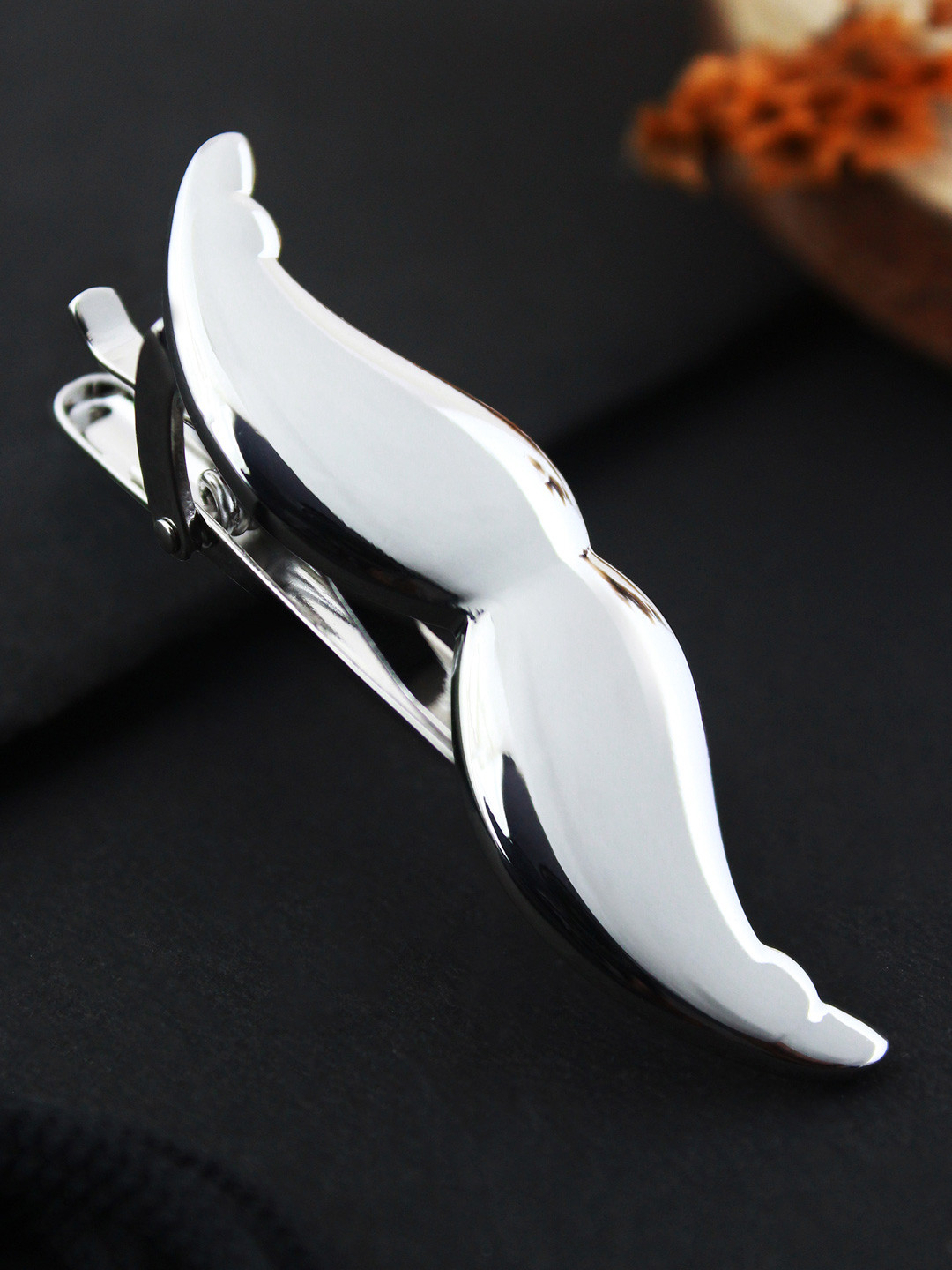 PELUCHE Men Silver-Toned Moustache-Shaped Tie Pin