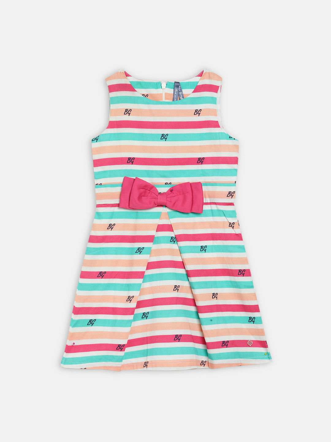 Blue Giraffe Girls Pink Candy Stripe Fit and Flare Dress