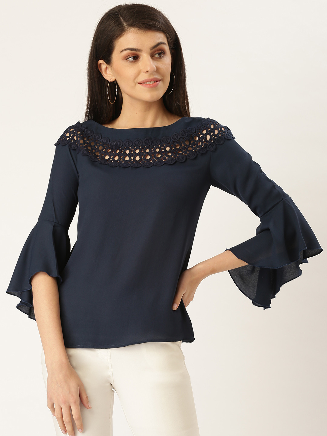 Style Quotient Women Navy Blue Solid Top
