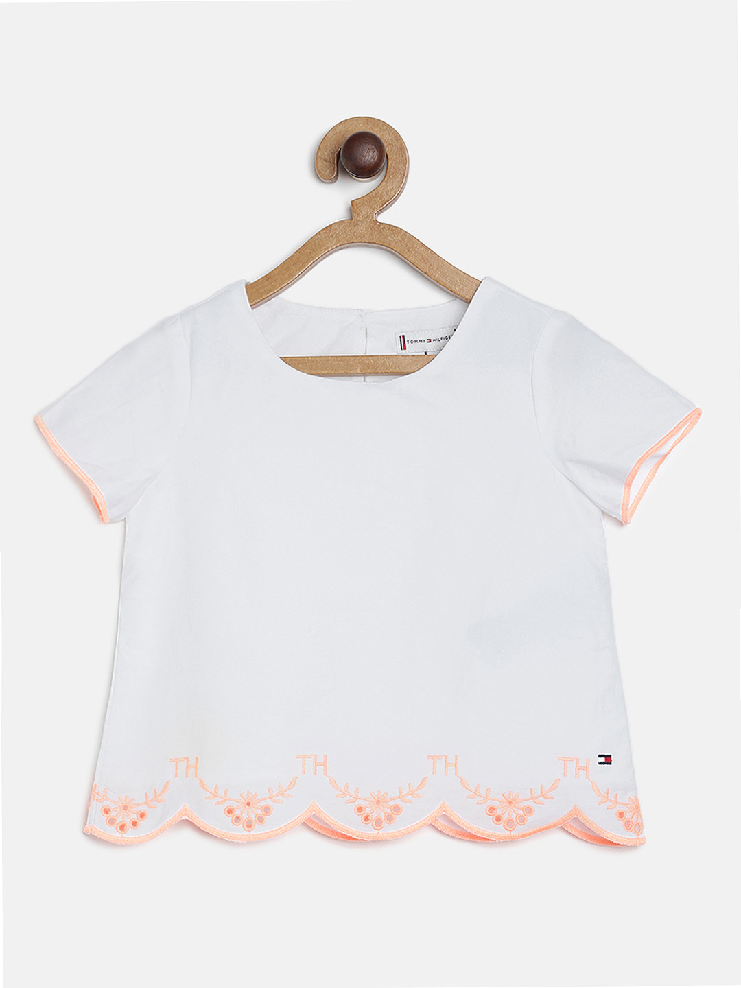 Tommy Hilfiger Girls White Embroidered Pure Cotton Top