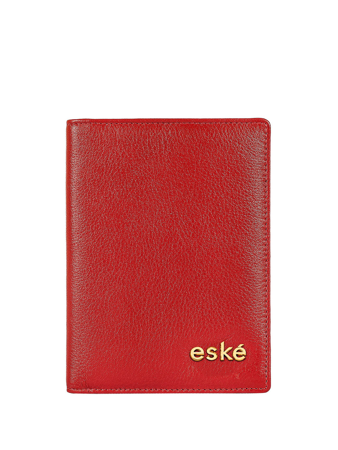 Eske Unisex Red Textured Leather Addler Passport Holder