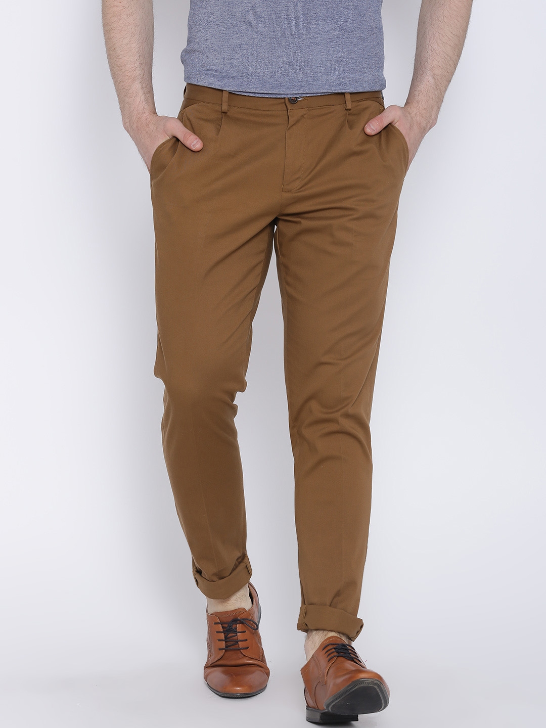 Check Formal Trousers In Brown B95 Ricam