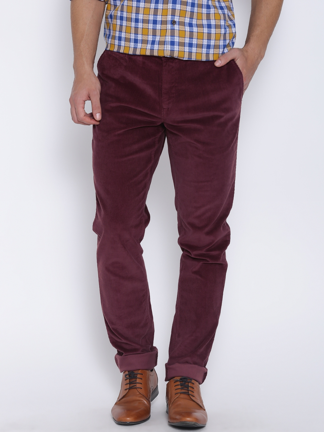 Burgundy Red County Corduroy Trousers  Peter Christian