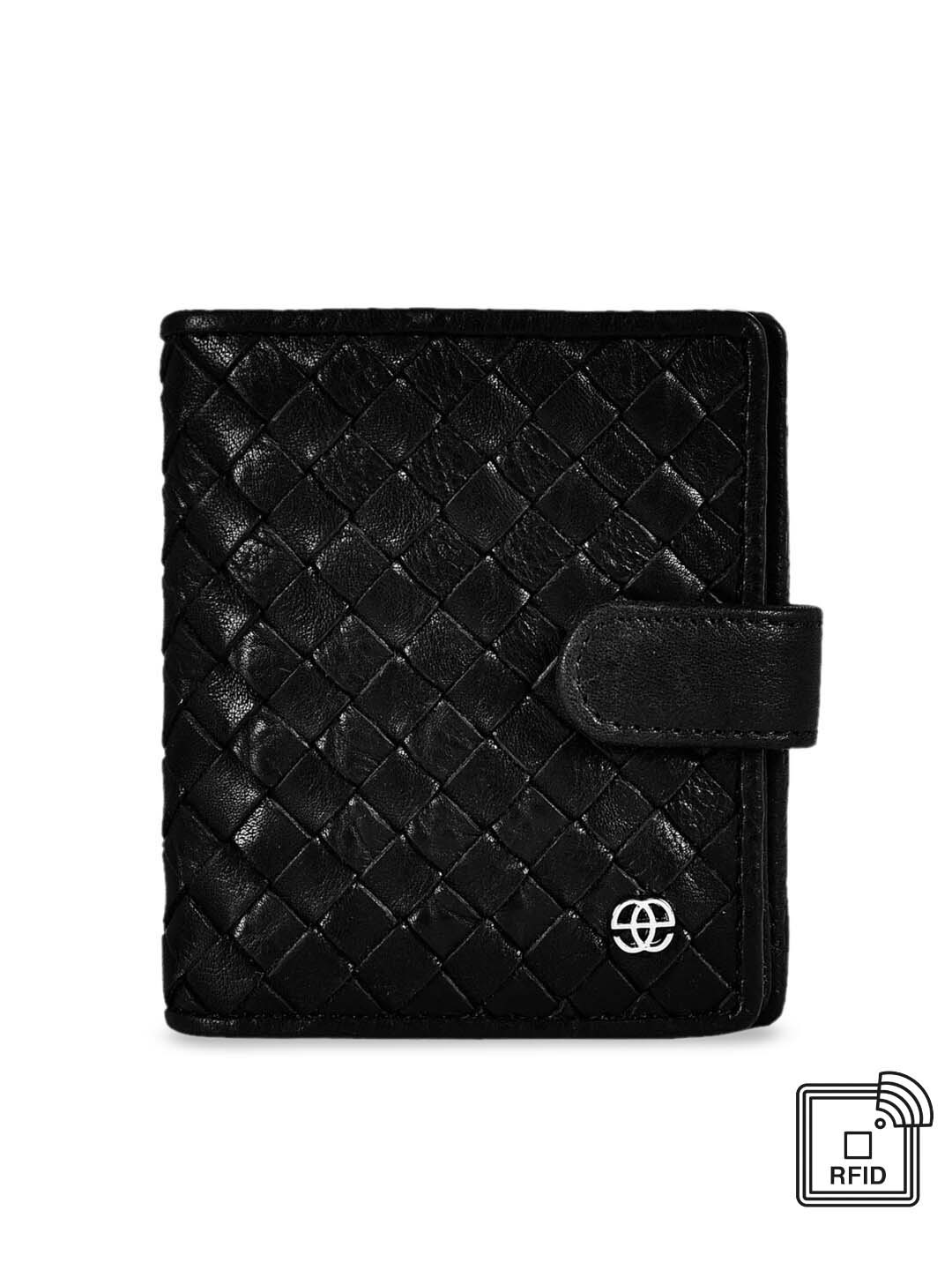 Eske Men Black Textured Leather Card Holder