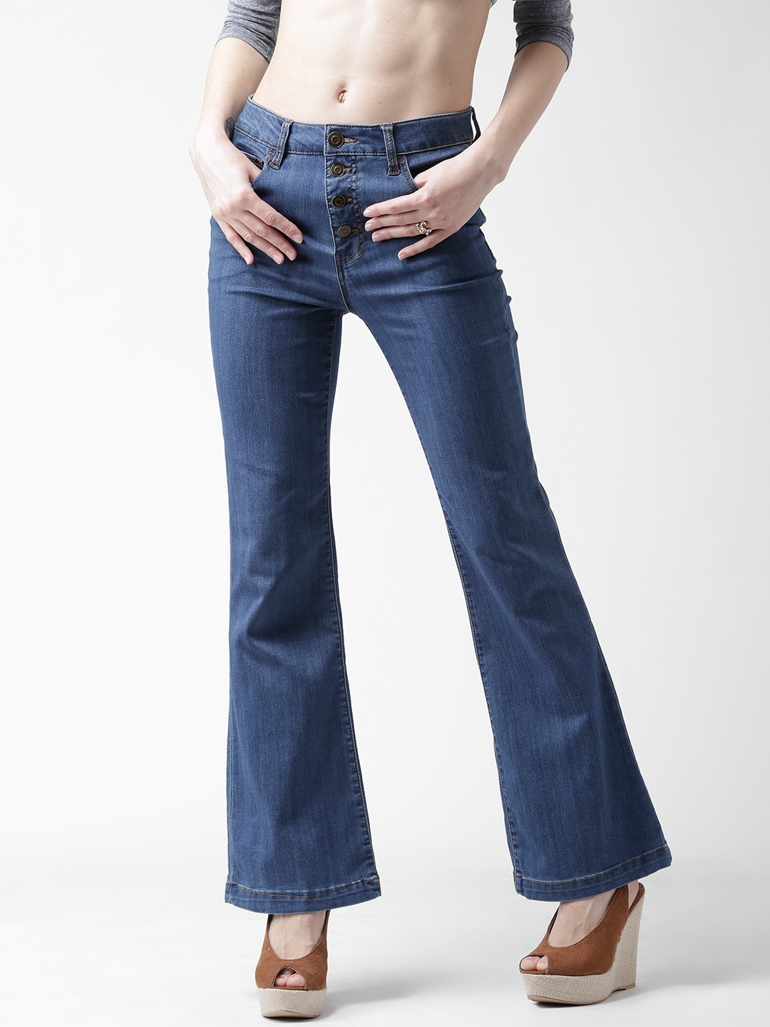 Buy FOREVER 21 Blue High Rise Bootcut Jeans - Jeans for Women 1149845