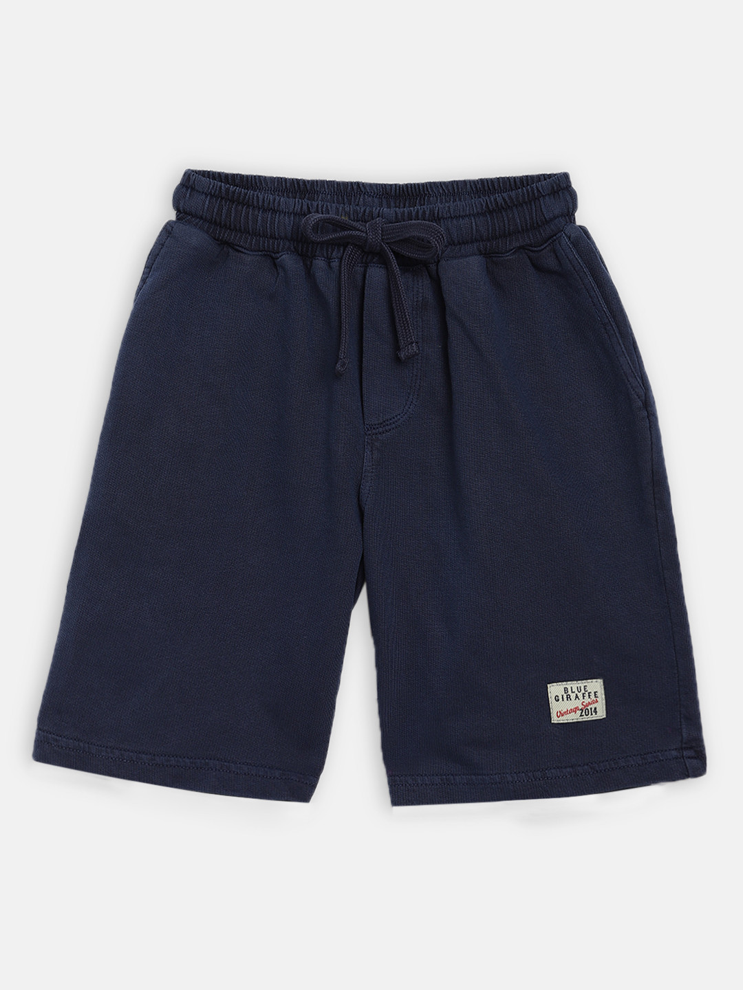 Blue Giraffe Boys Navy Blue Solid Slim Fit Regular Shorts