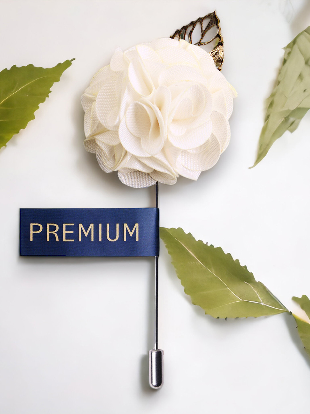 PELUCHE Unisex Off White & Silver-Toned Flower-Shaped A Sombre Retreat Brooch Lapel Pin