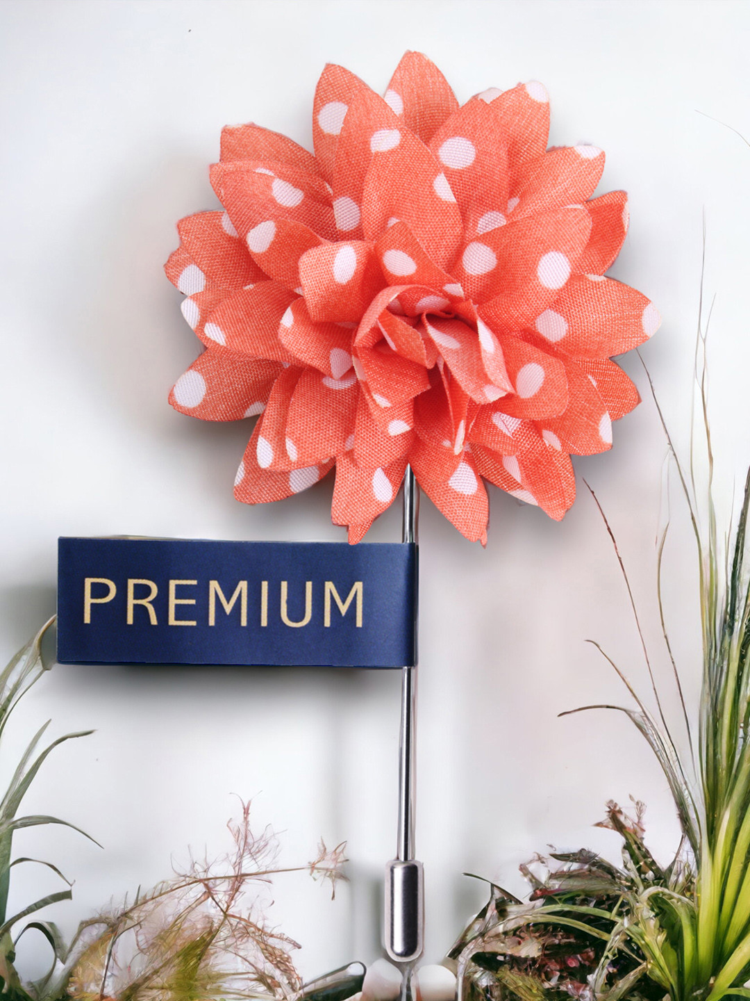 PELUCHE Men Orange & White Adorned With Spots Brooch Lapel Pin