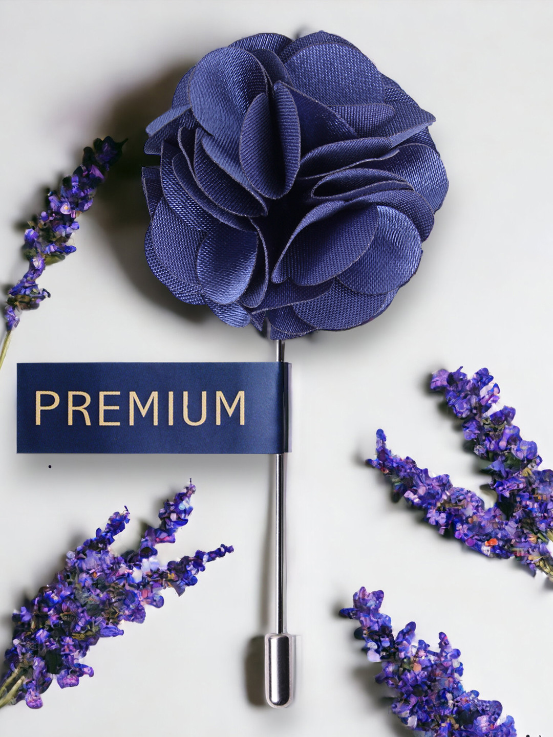 PELUCHE Unisex Blue Floral Ornamental Treat Lapel Pin
