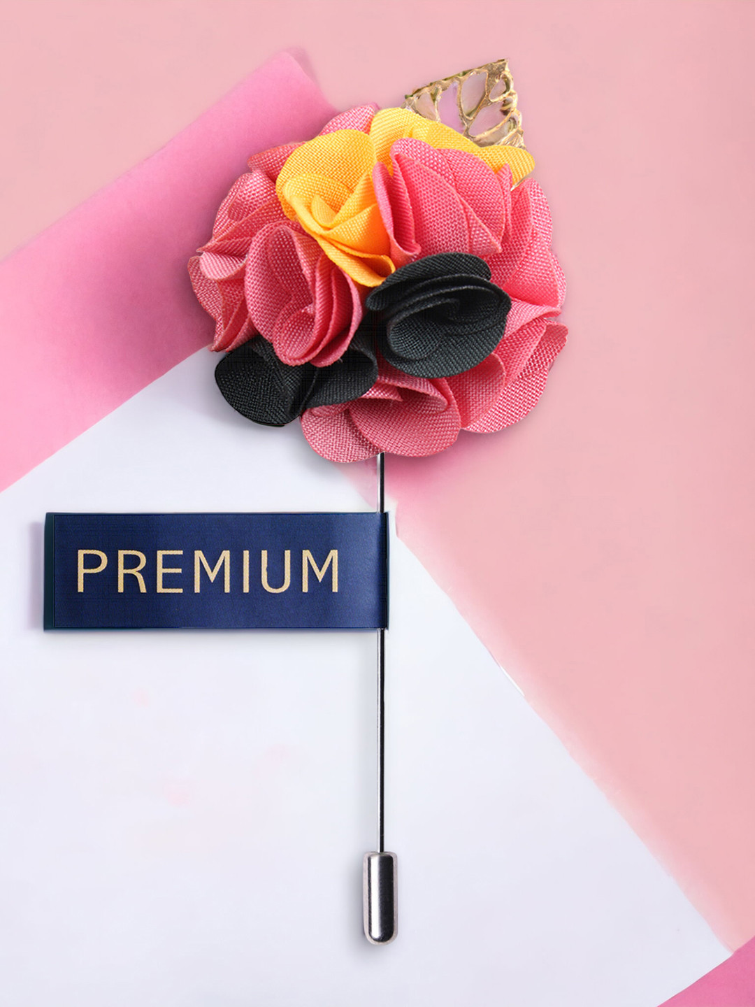 PELUCHE Men Pink & Yellow Floral Exotic Delight Brooch Lapel Pin