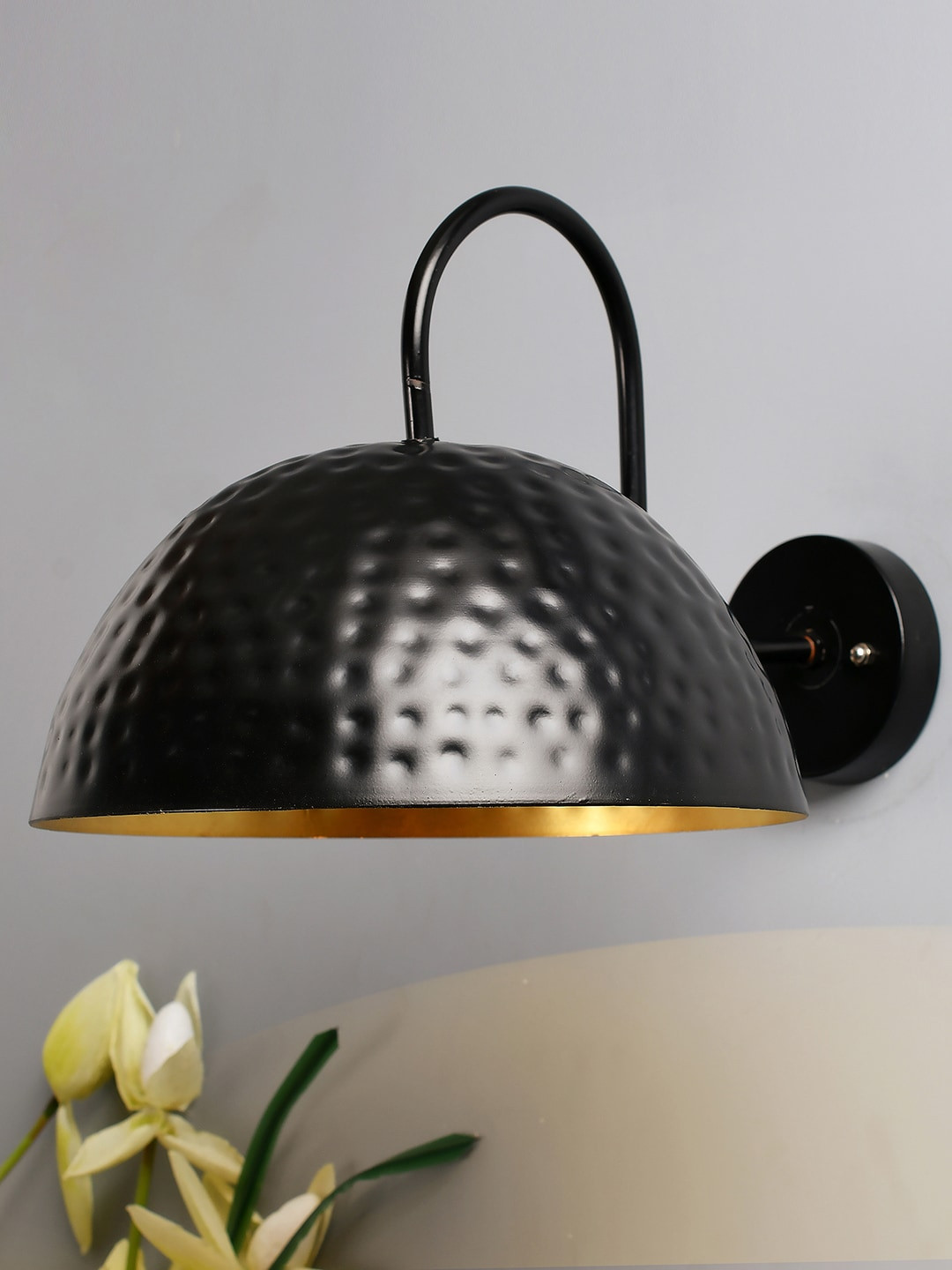 Homesake Black Textured Handcrafted Wall Lamp