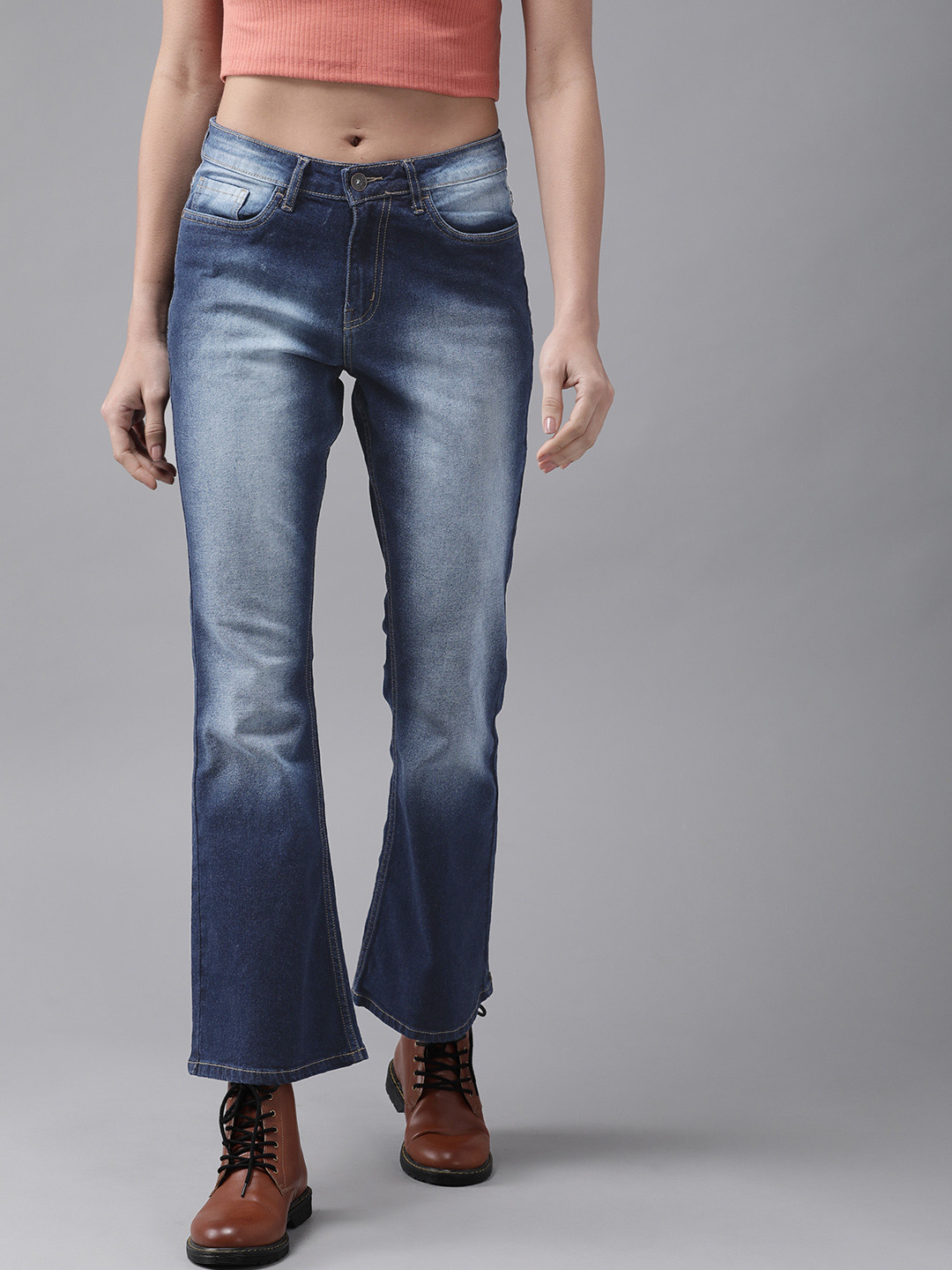 Roadster Women Navy Blue Bootcut High-Rise Clean Look Stretchable Jeans