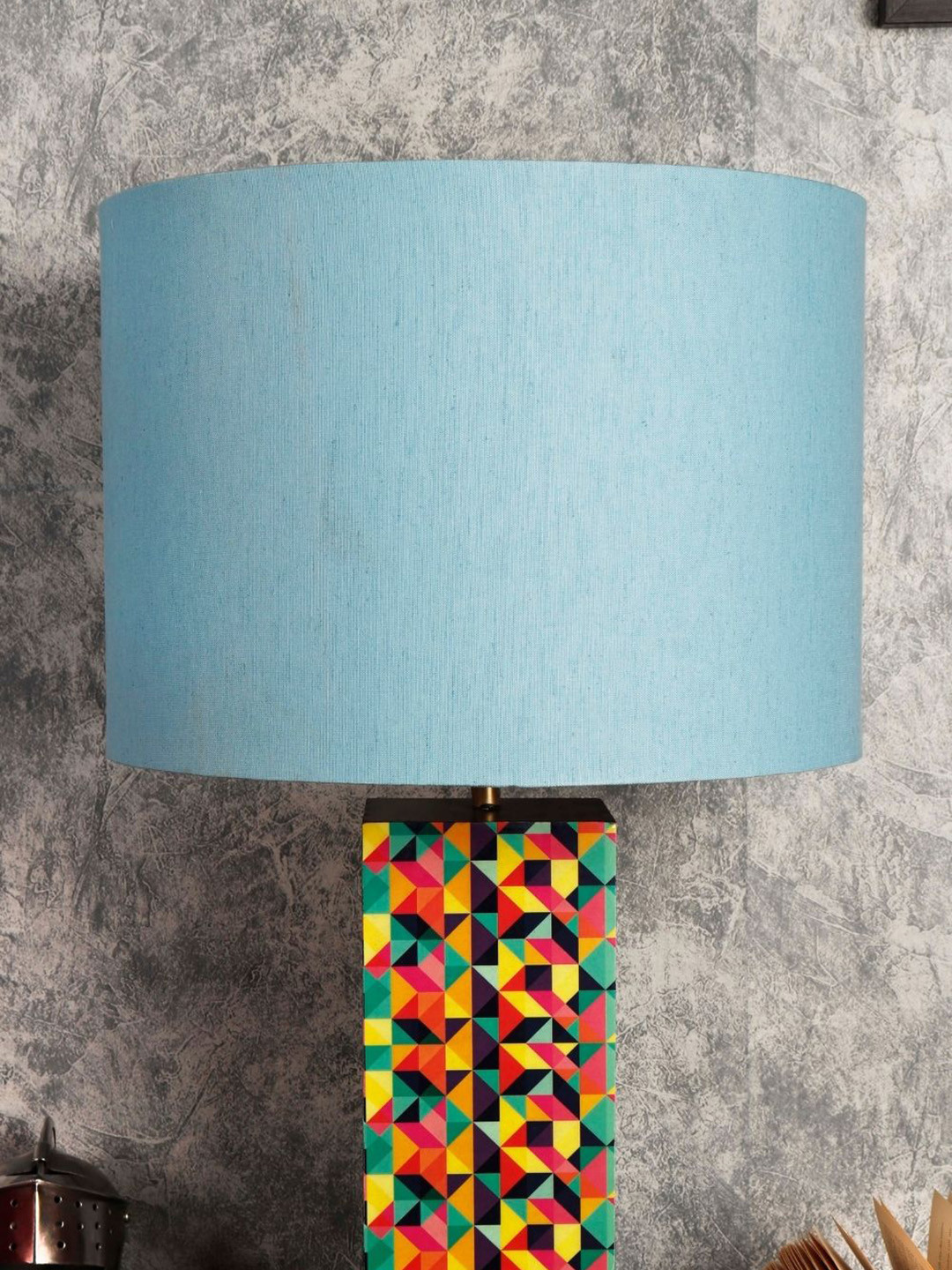 Grated Ginger Blue Solid Handcrafted Table Lamp