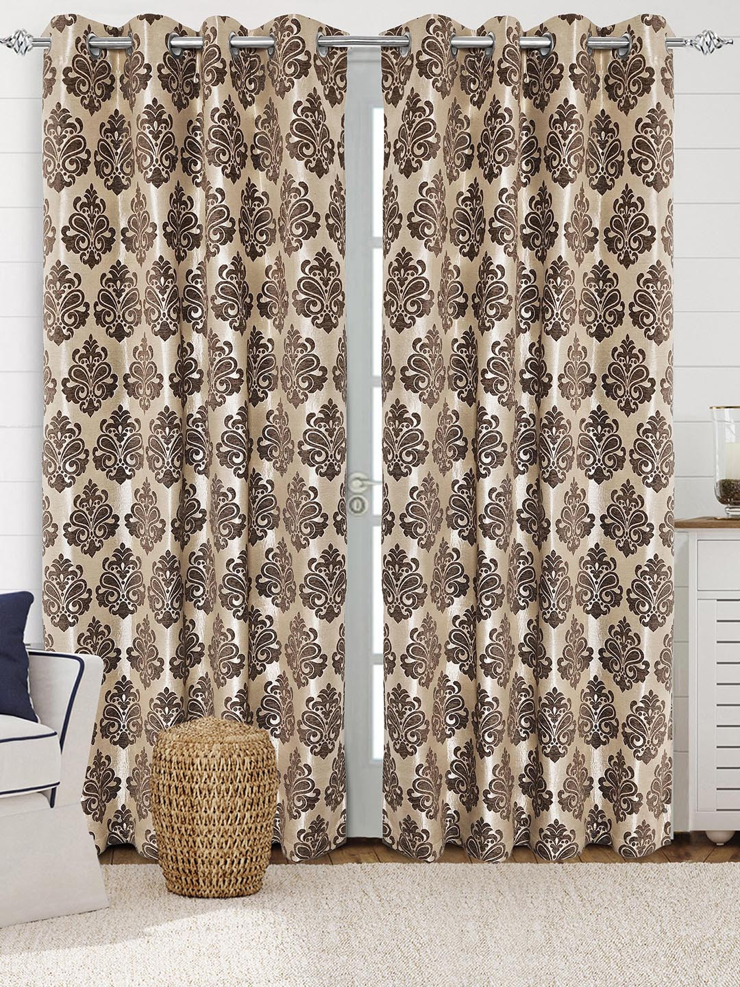 Saral Home Medallion  Chenille Blackout Set of 2 Long Door Curtains