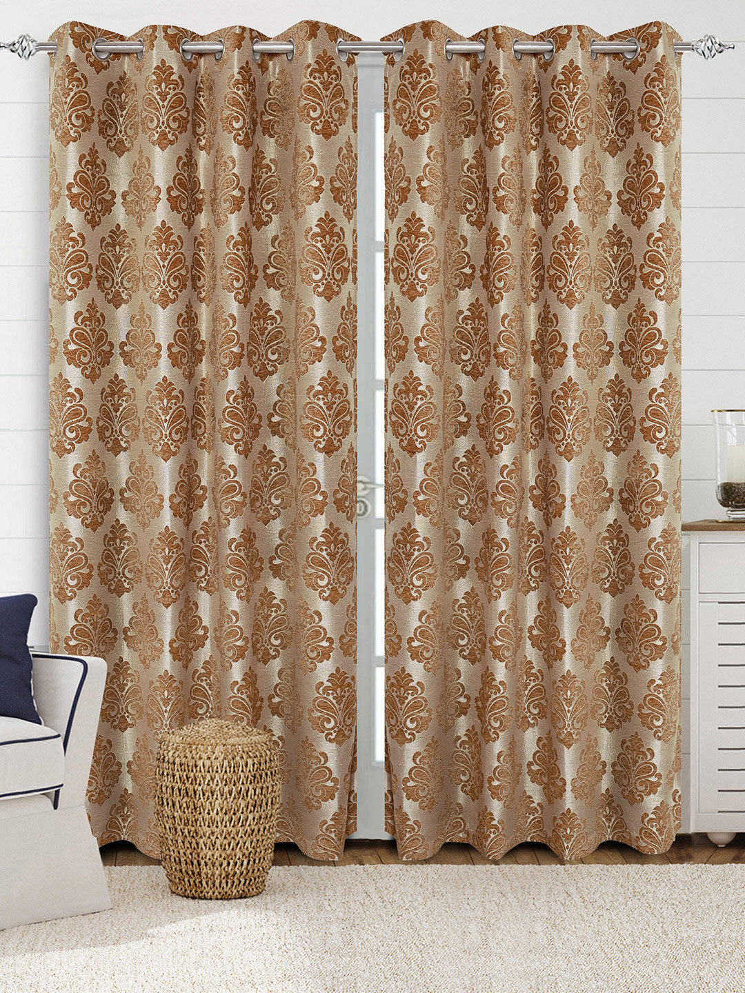 Saral Home Medallion  Chenille Blackout Set of 2 Long Door Curtains